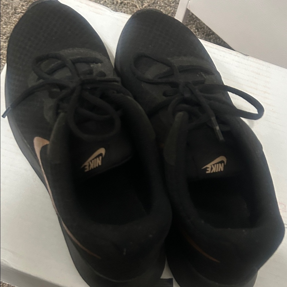 Nike Men's Black Sneakers with Gold Accents